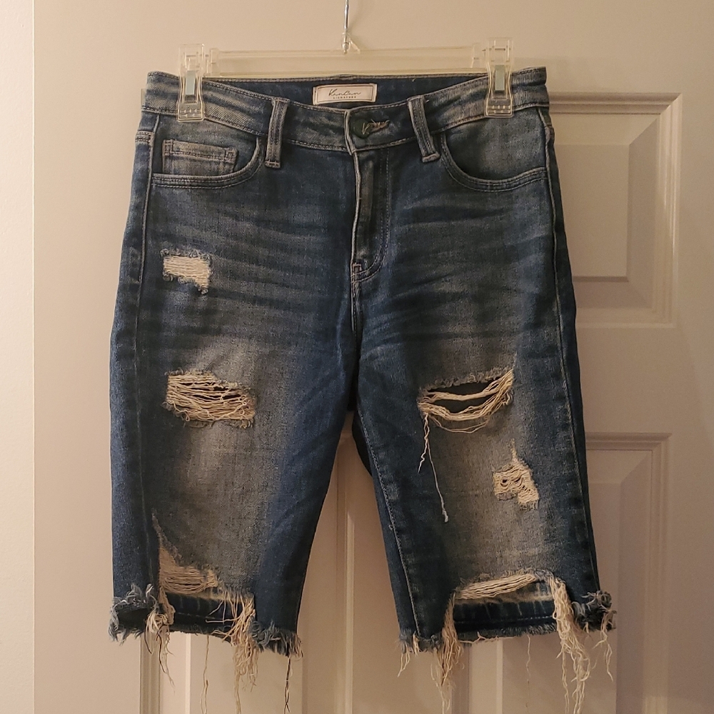KanCan Distressed Blue Denim Shorts